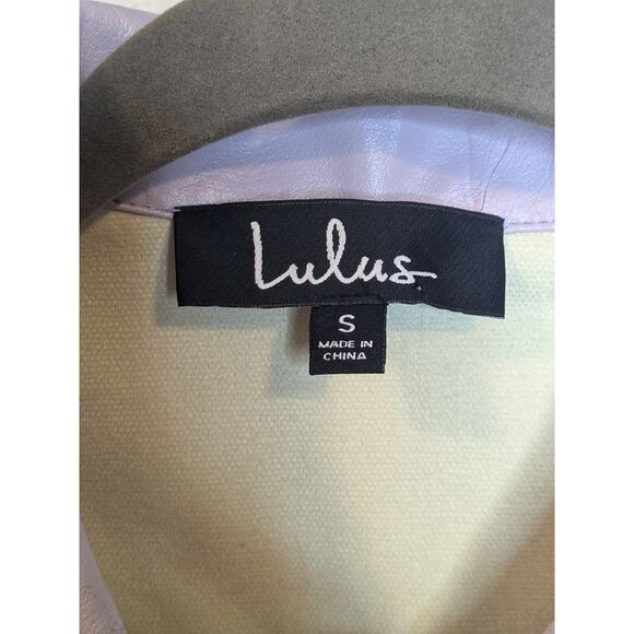 LULUS Sz Sm Cool Style Lavender Vegan Leather Puff Sleeve Button Up Dress $65 - Picture 5 of 7